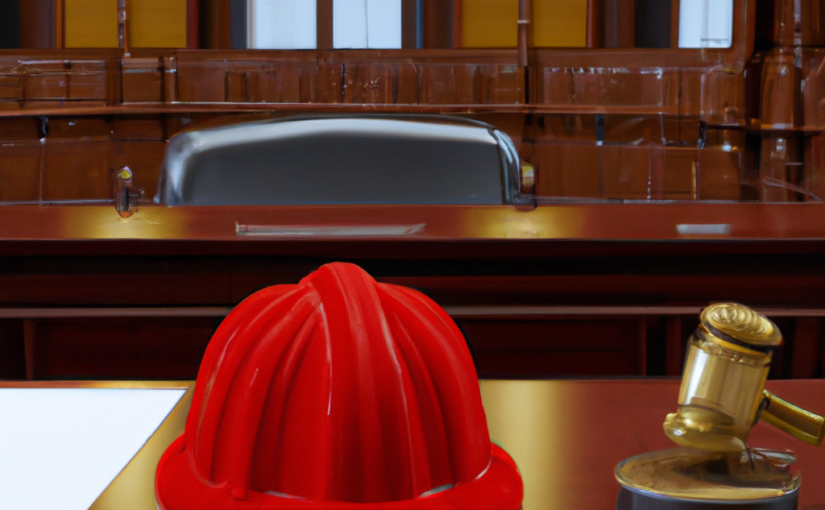 court room with workers hard hat