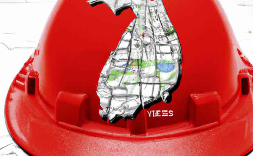 red workers hard hat with map of florida