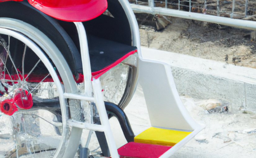 photo of a red constuction worker hat in a wheelchair