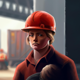 Worker with Red Hard Hat