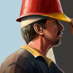Worker with Red Hard Hat